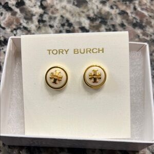 Tory Burch Gold Logo Stud Earrings